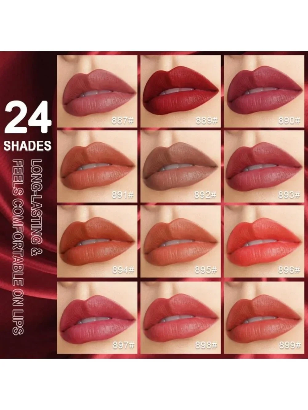 High Pigment Matte Velvet Lipstick - Long Lasting, Waterproof, Vegan
